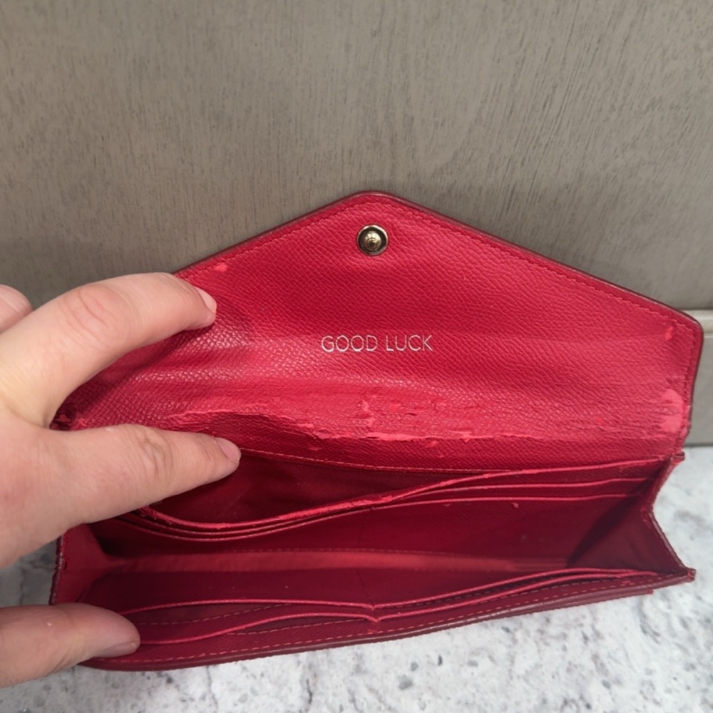 Coach Red Leather Wallet AUTHENTIC - Picture 6 of 7